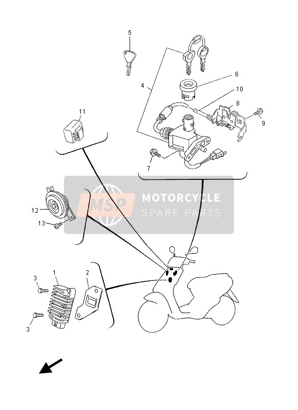 Yamaha YN50F 2013 ELEKTRISCH 1 für ein 2013 Yamaha YN50F